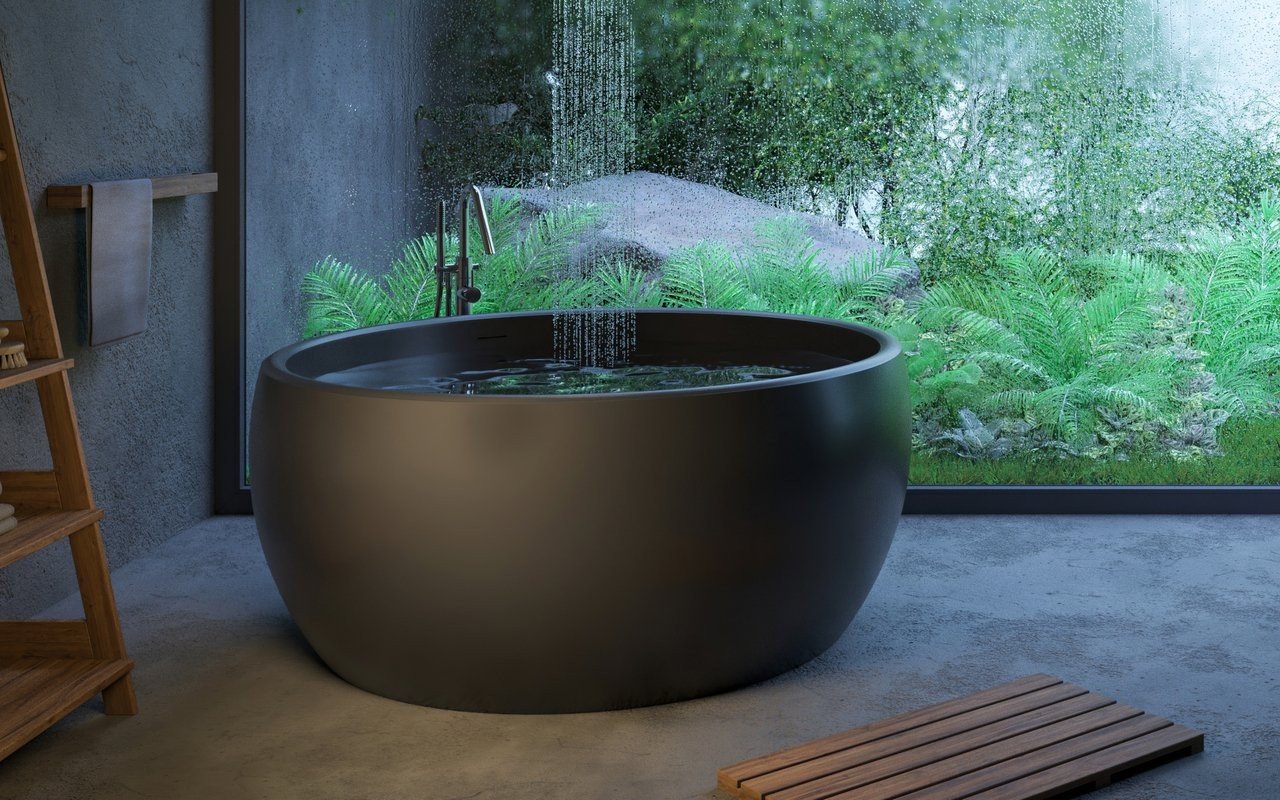 Aquatica Aura Round Freestanding Solid Surface Bathtub